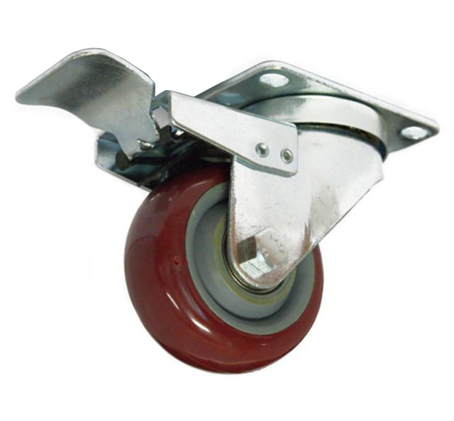 Swivel wheel 76mm with brake, plate mounting kopen