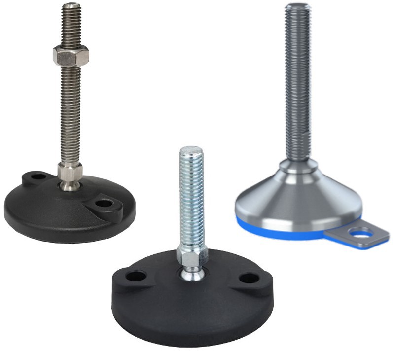 Levelling feet with mounting holes